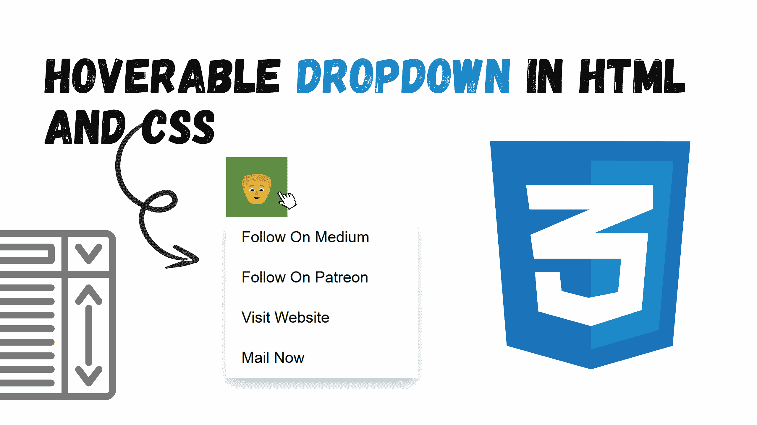 Cover Image of Hoverable Dropdown in HTML and CSS — Custom Design
