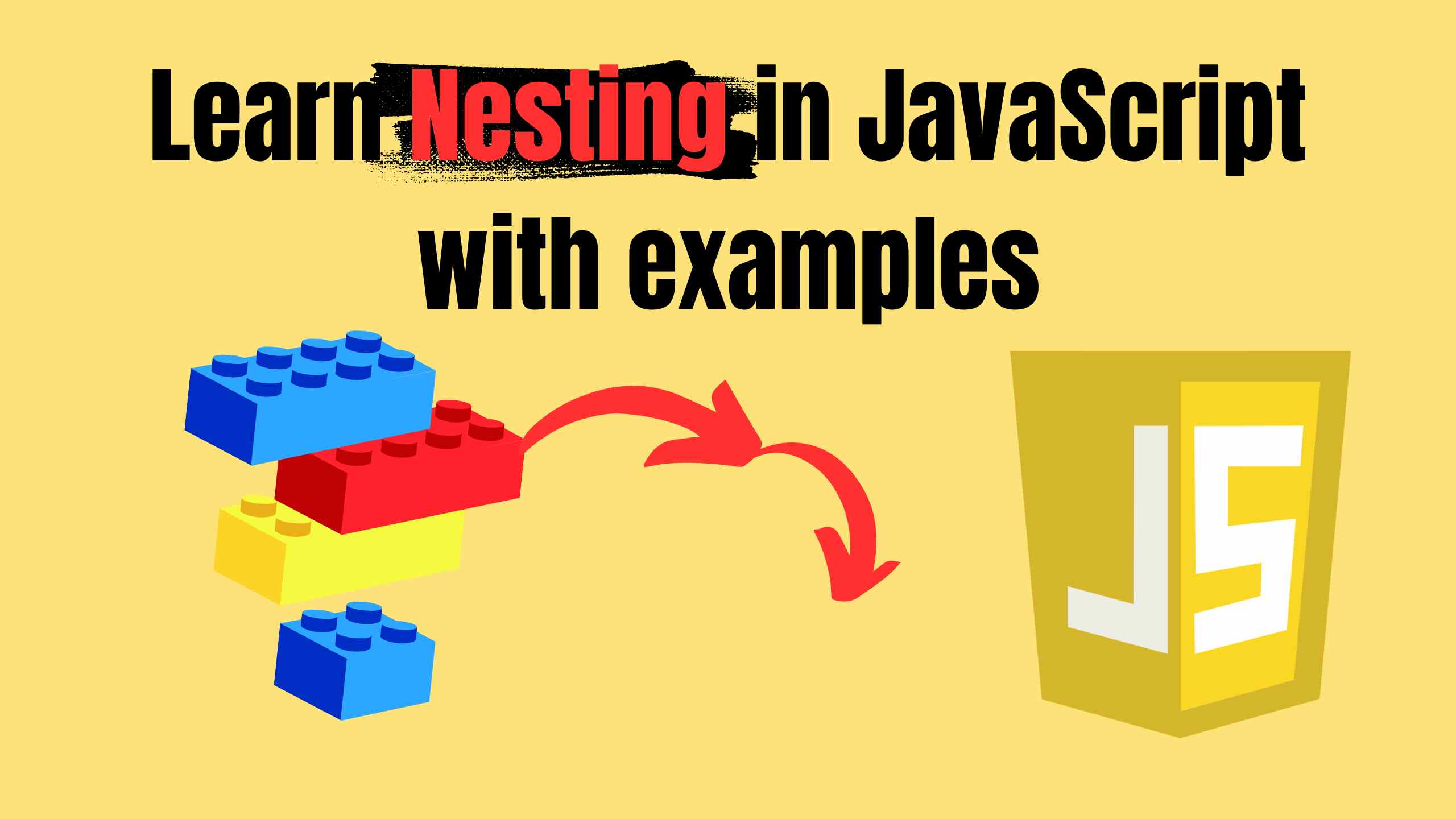 Learn 5 Types of Nesting in JavaScript with Examples. Cover Image of Learn 5 Types of Nesting in JavaScript with Examples.