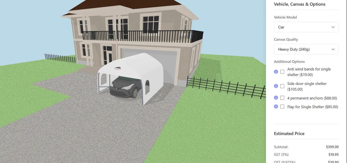 Car Shelter Configurator Work Image of Car Shelter Configurator