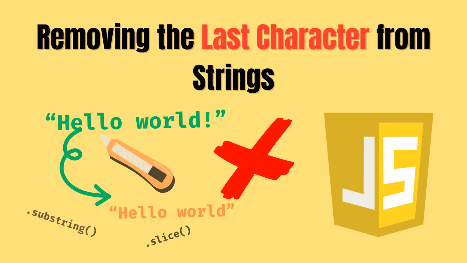 Removing the Last Character from Strings in JavaScript Cover Image of Removing the Last Character from Strings in JavaScript